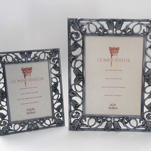 Metal Matching Pair Photo Frames Art Nouveau Style Tulips Ornate NOS Connoisseur